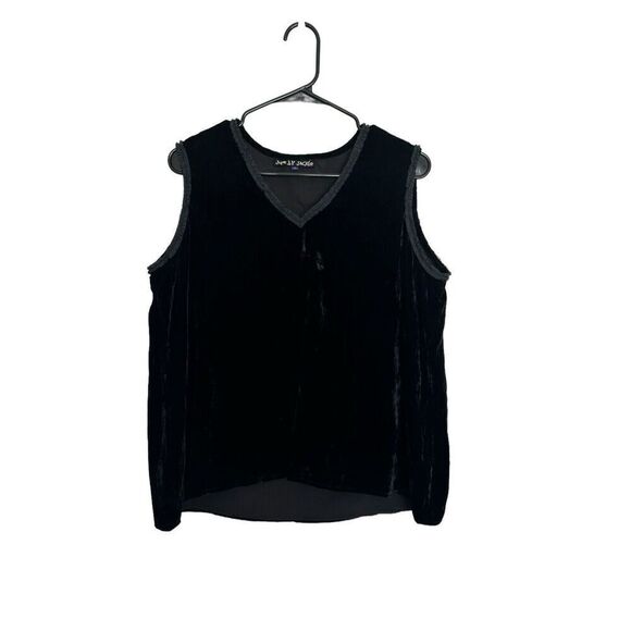 Jupe By Jackie Women’s Black Silk Velvet Handmade Monk Sleeveless Blouse Sz M - Picture 1 of 5